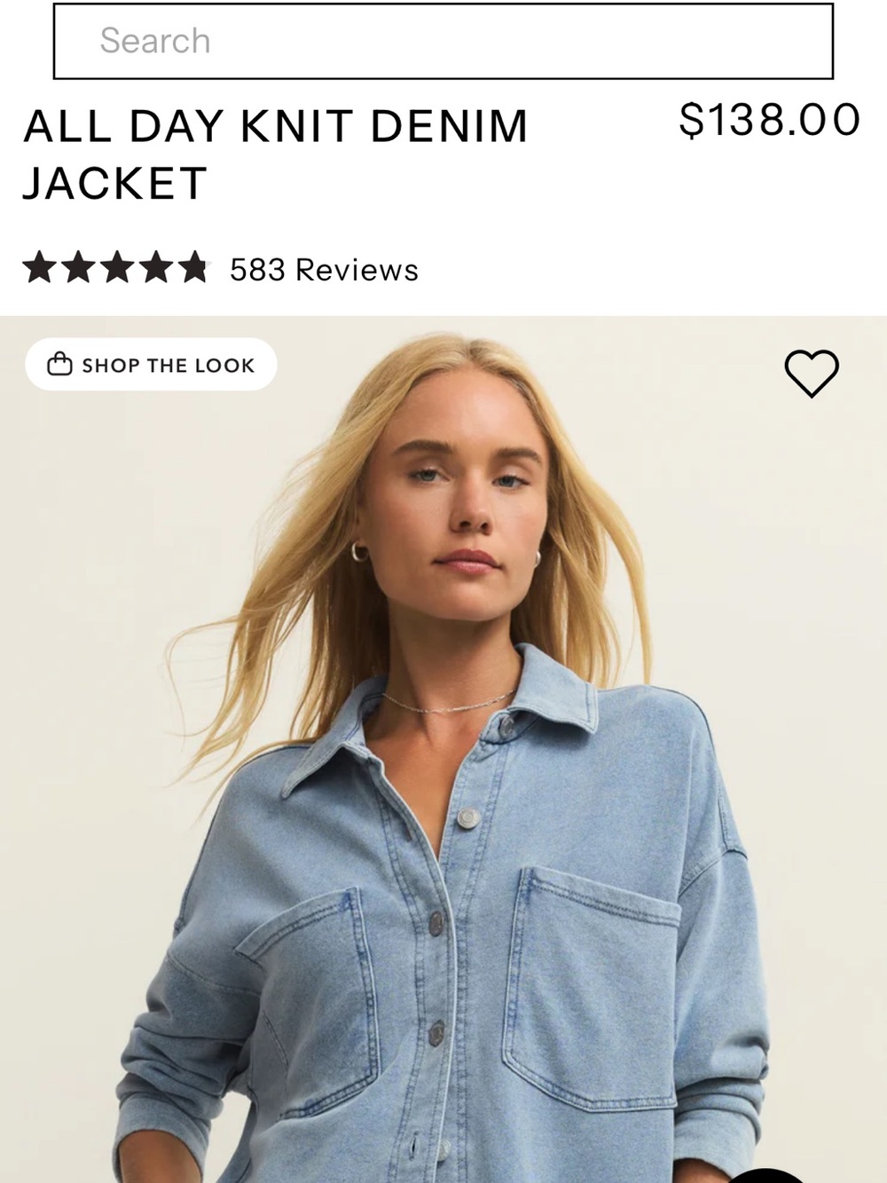 Z Supply Light Wash Denim Shacket in Pale Blue Set - Picture 5 of 6